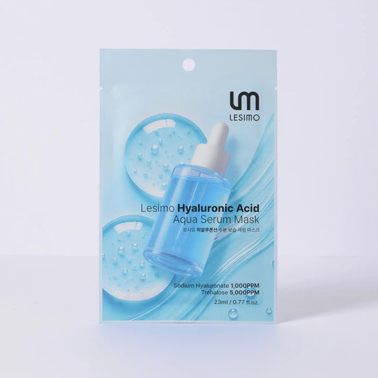 Lesimo Hyaluronic Acid Aqua Serum Mask packaging on a light gray background