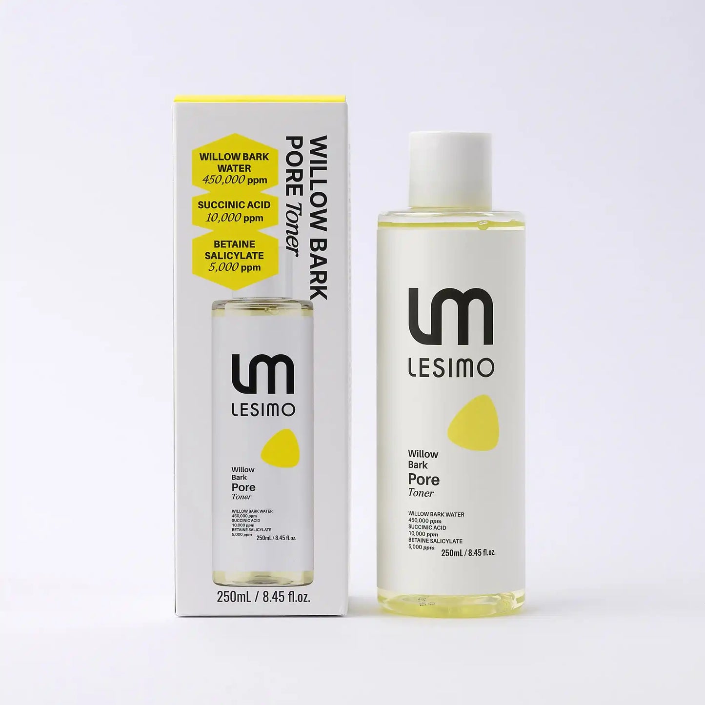 LESIMO Willow Bark Pore Toner bottle and packaging on a white background