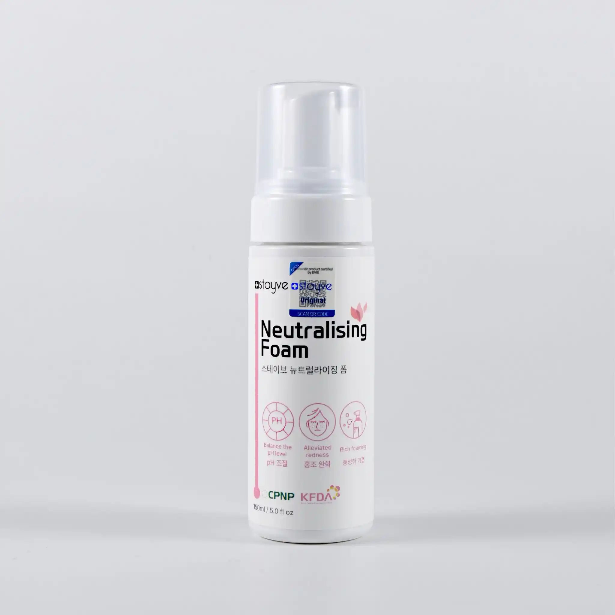 Bottle of neutralizing foam with a white background