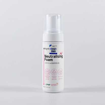 Bottle of neutralizing foam with a white background