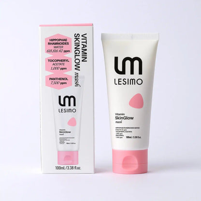 LESIMO Vitamin SkinGlow mask with packaging on a white background