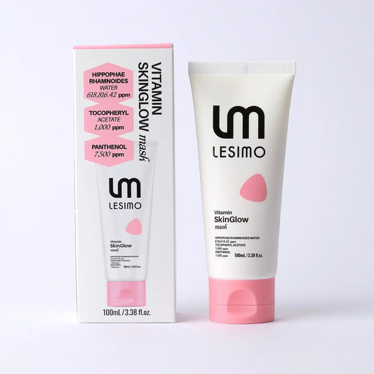 LESIMO Vitamin SkinGlow mask with packaging on a white background