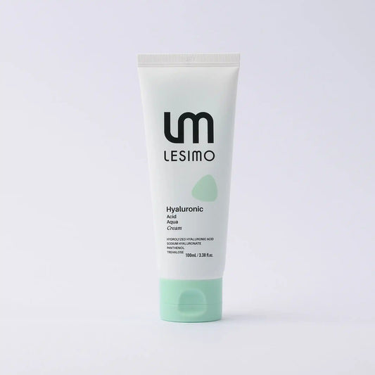 Tube of Lesimo Hyaluronic Acid Aqua Cream on a light gray background