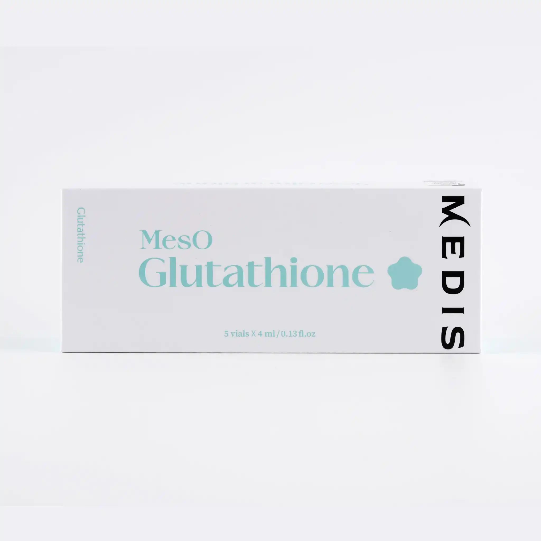 Box of MesO Glutathione with Medis branding on a white background