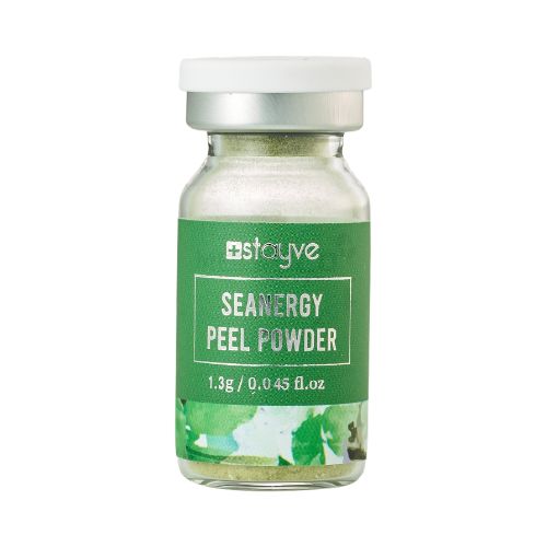 Bottle of Seanergy Peel Powder with green label on a white background