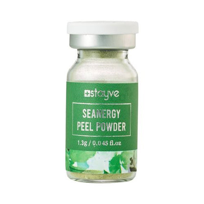 Bottle of Seanergy Peel Powder with green label on a white background